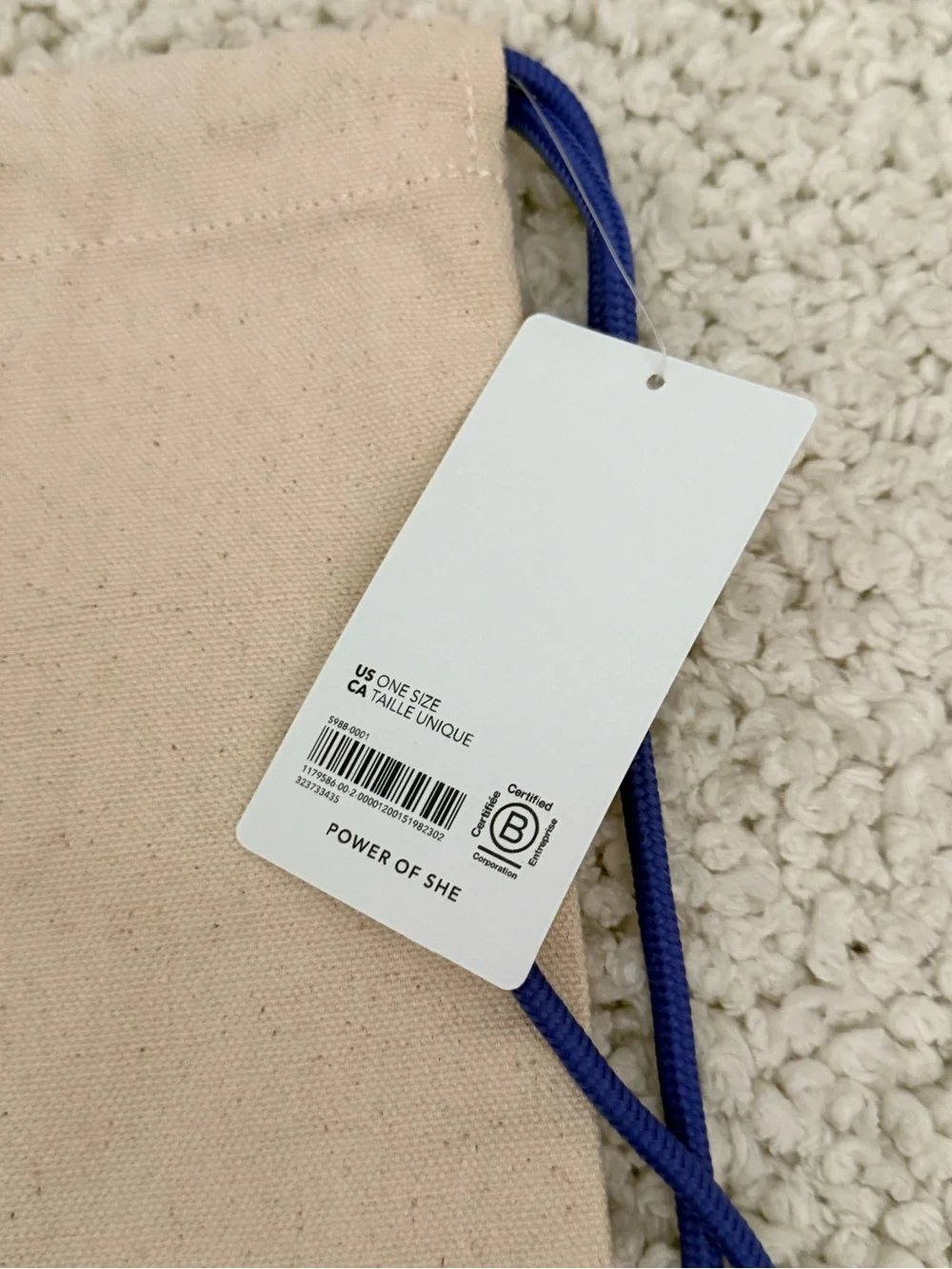 Athleta Natural Canvas Drawstring Bag NWT